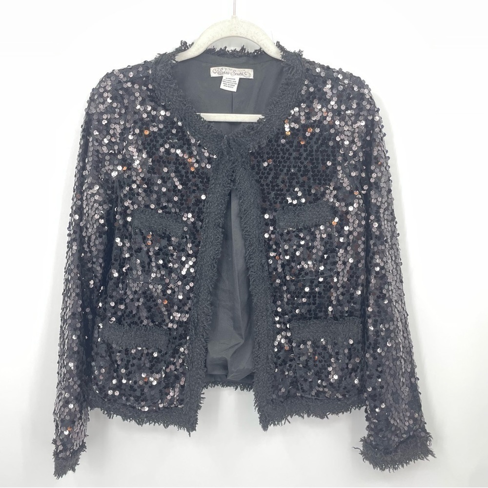 Sans Souci Sequin Lightweight Jacket Black Sz M